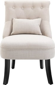 HOMCOM Vintage Stílusú Karosszék Hátpárnával, Fa Lábakkal, Pihenéshez és Olvasáshoz, Tejfehér | Aosom