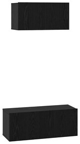 TV szekrény garnitúra 2 pcs Musta tammi 80 x 30 x 30 cm Faanyag