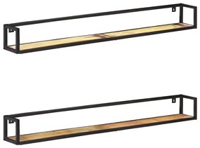 2 db tömör újrahasznosított fa fali polc 160 cm