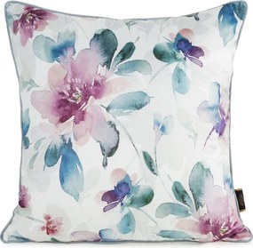 Dekoratív Párnahuzat 45X45 Velvet 154 Fehér Türkiz Virágok Velúr Eurofirany