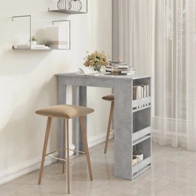 betonszürke bárasztal tárolópolccal 102 x 50 x 103,5 cm