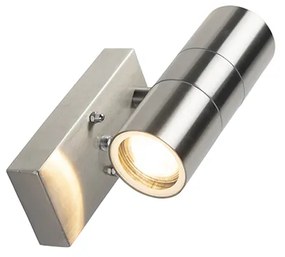 Kültéri fali lámpa acél 2-lámpás IP44 szürkületi érzékelővel - Duo