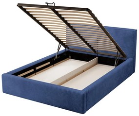 Franciaágy 140 cm Fatime (ágyráccsal) (tárolóhellyel) (tengerészkék + fekete). 1099186