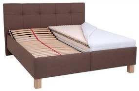 MARIA kárpitozott ágy matraccal és ágyneműtartóval, 180x200 cm, barna