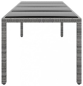 szürke edzett üveg és polyrattan kerti asztal 250 x 100 x 75 cm