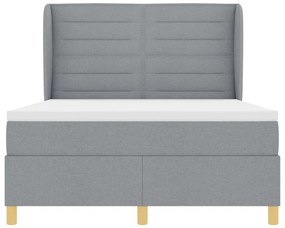 Boxspring Ágy Matracot Tartalmazó Világosszürke 140x200 cm Szövet