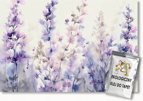 Fotótapéta Flizelina Akvarell Virágok Lila Levendula Kert 200x140 ragasztó