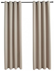 vidaXL 2 db bézs sötétítőfüggöny fémgyűrűkkel 140 x 225 cm