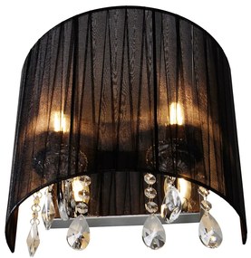 Klasszikus fali lámpa króm fekete árnyékolóval - Ann-Kathrin 2