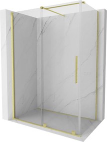 Mexen Velar, zuhanykabin tolóajtóval 160 (ajtó) x 90 (fal) cm, 8mm átlátszó üveg, arany matt, 871-160-090-01-55