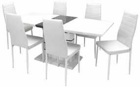 Aurél asztal 140-es Fehér/Szürke + 6 db Geri szék Fehér
