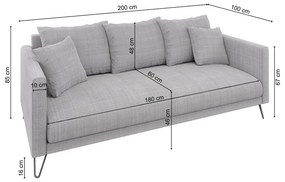 Világosszürke zsenília kanapé 200 cm Freya – Ropez