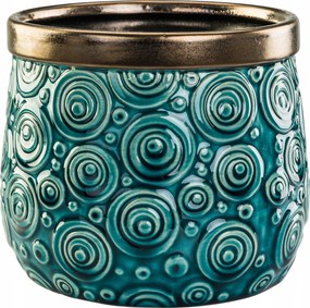 Virágcserép Kerámia Fedél Türkiz Arany Zöld Régi arany Ovális henger 16cm