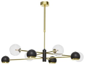 Jupiter 1973 - Csillár rúdon MOKA 4xGU10/10W/230V + 4xG9/10W/230V arany/fekete/átlátszó