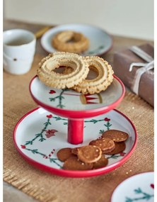 Agyagkerámia emeletes kínálótálca karácsonyi mintával Yule – Bloomingville