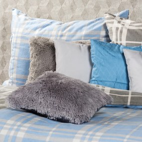 4Home Kék kocka flanel ágynemű, 140 x 220 cm, 70 x 90 cm