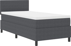 vidaXL Boxrugós ágy Sötétszürke és Fehér 90 x 190 cm Bársonyos szövet