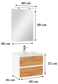 Vario Forte 60 komplett fürdőszoba bútor fehér-tölgy