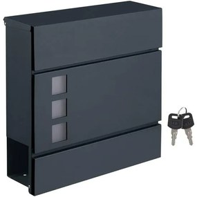 Modern postaláda újságtartóval 37x10,5x37 cm, antracitszürke