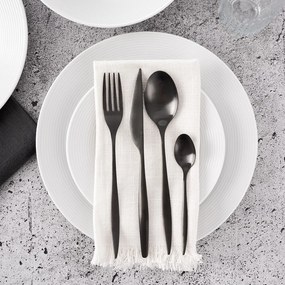 Fekete rozsdamentes acél evőeszköz készlet 24 db-os – Orion