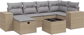 vidaXL 7 részes vegyes bézs polyrattan kerti ülőgarnitúra párnákkal