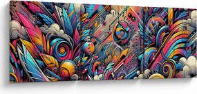 Kép - Színes graffiti (órával) (90x30 cm)