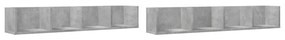 2 db betonszürke szerelt fa faliszekrény 99x18x16,5 cm