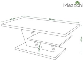 Mazzoni CLIFF MATT Artisan Tölgy/Antracit (Sötétszürke) - MODERN DOHÁNYZÓASZTAL