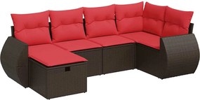 vidaXL 6 részes barna polyrattan kerti ülőgarnitúra párnával
