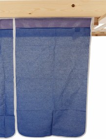 Ágy , PC asztallal, fenyőfa/kék, 90x200, ALZENA