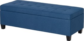 HOMCOM Kárpitozott Tároló Pad Tároló Puff Fülekkel a Nappaliba, Előszobába, Hálószobába 120 kg Teherbírás 125x49x41.5 cm Kék | Aosom