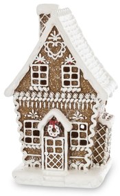 LED-es karácsonyi lámpás barna grillázs házikó havas tetővel asztali dekoráció 20,5x12x10cm