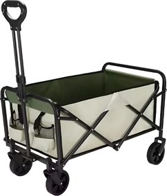Kerti kocsi, összecsukható, bézs/zöld/fekete, KARIL
