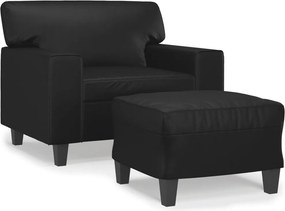 vidaXL fekete műbőr kanapéfotel lábtartóval 60 cm