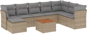 vidaXL 9 részes bézs polyrattan kerti ülőgarnitúra párnákkal