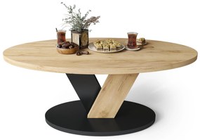 Mazzoni LOVA Craft Aranytölgy/Fekete - OVÁLIS DOHÁNYZÓASZTAL 110x60 cm MODERN KÁVÉZÓ ASZTAL