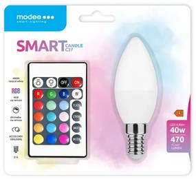 LED lámpa , égő , szett , gyertya , E14 , 4.9W , dimmelhető , RGBW , W=természetes fehér , távirányítóval , Modee