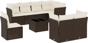 vidaXL 9 részes barna polyrattan kerti ülőgarnitúra párnákkal
