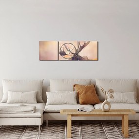 Kép - jávorszarvas az őszi levelekben (órával) (90x30 cm)