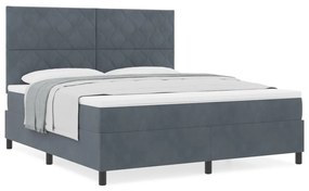 Boxspring Ágy Matraccal Sötétszürke Szuper Király Bársony