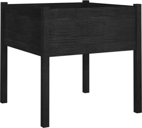 vidaXL fekete tömör fenyőfa virágtartó 70 x 70 x 70 cm