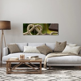 Szív kötélből képe (órával) (90x30 cm)