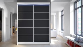 Tolóajtós szekrény Bianca IV (fehér + fekete) (RGB LED világítás színes). 1059137