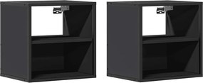 vidaXL 2 db fekete falra szerelhető éjjeliszekrény 40 x 31 x 39,5 cm
