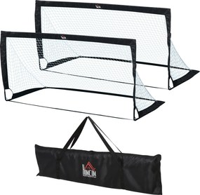 HOMCOM Foci Kapu 2 Csomag, Összecsukható 183 x 90 x 90 cm, Kesztyűtartóval és Időjárásálló Kültéri Foci Kapuk Felnőtteknek, Kert Foci Edzéshez, Szabad