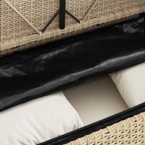 bézs polyrattan kerti pad párnákkal