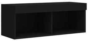 fekete TV-szekrény LED-világítással 80 x 30 x 30 cm