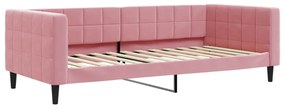 rózsaszín kihúzható bársony heverő 90 x 200 cm