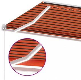 narancssárga és barna kézzel kihúzható napellenző 300 x 250 cm