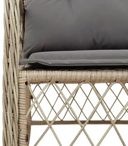 3 részes vegyes bézs polyrattan bisztrógarnitúra párnákkal